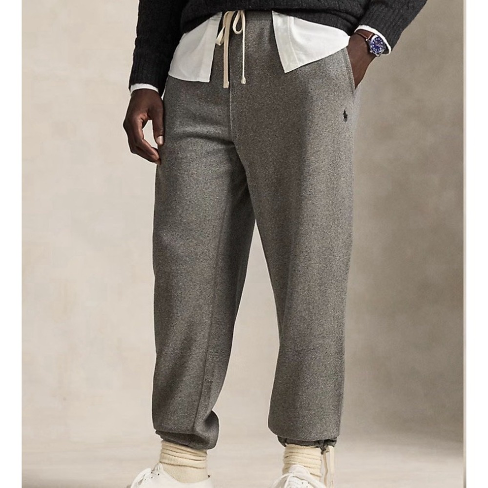 Polo Ralph Lauren Mens Heather Fleece Straight Leg Sweatpants Ankle Tie Sz S 27"